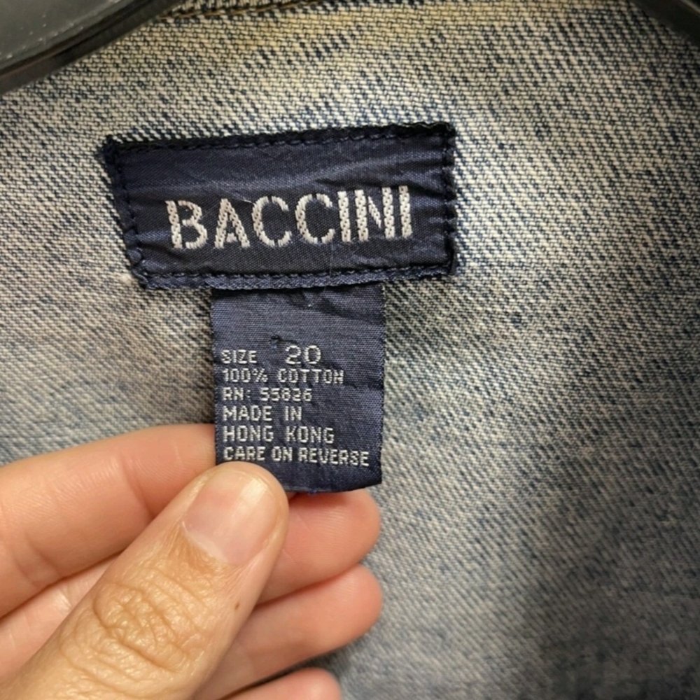 Baccini Blue Denim Jacket with Floral Embroidery, Sz 20 - Picture 3 of 11
